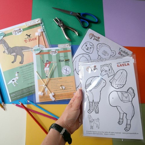 puppet craft activity activities workshops colour in cut out puppet spoon puppets finger puppets jennapandolls jenna pan dolls camille pagniez poupée marionnette handmade dolls puppets ooak made in ireland cork cork city customizing art craft jennapan
